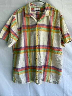 Urban Outfitters Women’s XL Pastel Plaid Seersucker Button Up Shirt